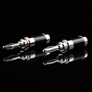 4pcs Pack [QED Banana Plug] British Carbon Fiber Pure Copper Rhodium-Plated HIFI Frozen Version Banana Plug Speaker Connector Terminal Solder-Free Speaker Cable Six-