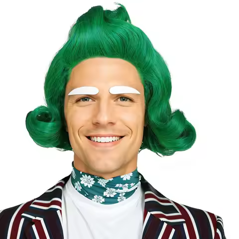 Oompa Loompa Green Men Women Green Short Wigs Halloween Outfit Costume Party Wigs