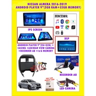 NISSAN ALMERA 2016-2019 9"ANDROID PLAYER 32GB 2RAM + CASING + LED REAR VIEW CAMERA + RECORDER (FREE MEMORY CARD)