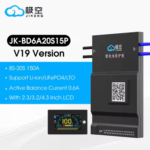 JIKONG V19 BMS JK-BD6A20S15P/JK-BD6A24S15P With 2.3 3.2 4.3LCD 8S-24S 150A Li-Ion LiFePo4 LTO Batter