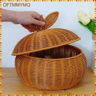 [oftmmymq] Rattan Basket with Lid Breakfast Basket Storage Basket Holder Imitation Rattan