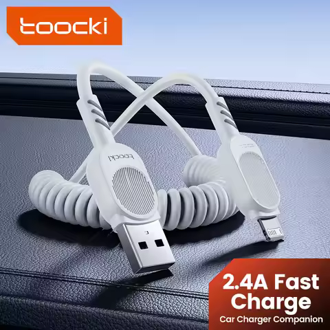 Toocki USB C Lightning Cable Spring Retractable Car Phone Charger Fast Charging Cable for iPhone 14 