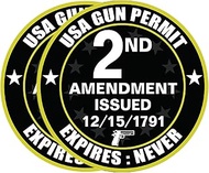 eDesign 2-Pack USA Gun Permit 2nd Amendment Sticker Decal - 4 Inches - 2a Sticker for Car Truck SUV