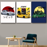 KARIMAKE Racing Wooden Poster HONDA CIVIC FERIO EK9 IVTECH TYPE R JDM