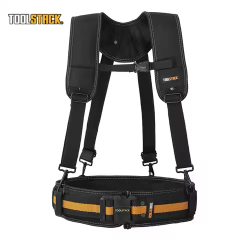 TOOLSTACK Tool Belt with Suspenders Adjustable Quick Hang Heavy Duty Oxford Construction Work Belt f