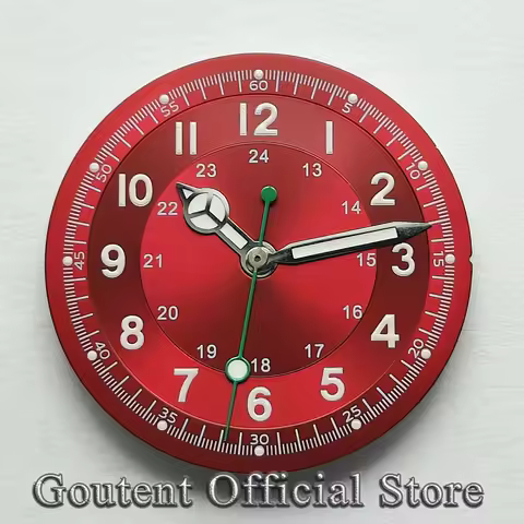 Goutent new 29mm sterile red dial+green second hand is suitable for NH34 NH35 NH36 DG2813/3804 Miyot