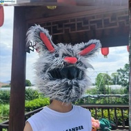 Horror Plush Rabbit Helmet Cover - Kiss Design for Cosplay
