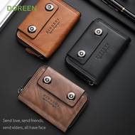 DOREEN Three Fold Wallet, Zipper Solid Color Men Card Holder, Simple Multifunctional ID Card Holder 