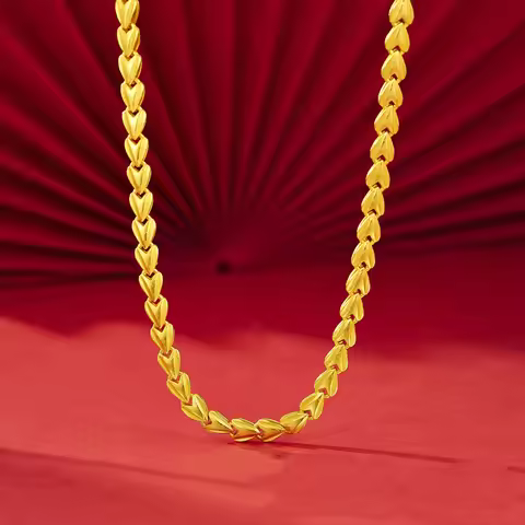 Luxurious 24K real gold love necklace for women fashion au9999 gold temperament simple collarbone ch