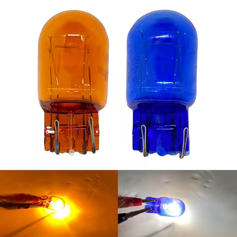 1/2/4Pcs Car Halogen Sight Lamp T20 7443 7440 W21/5W Super White Natural Blue Glass W3x16q Car Stop 