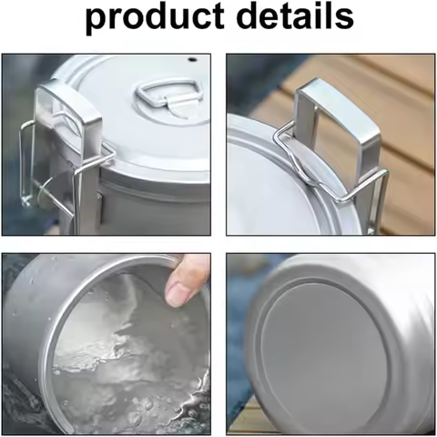 304 Stainless Steel Camping Rice Cooker With Lid Steamer Function Outdoor Cooking Pot 304 Stainless 