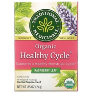 Traditional Medicinals, Organic Healthy Cycle, Raspberry Leaf, Caffeine Free, 16 Wrapped Tea Bags, 24 g