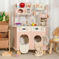 Simulated Wooden Childrens Toys Pink Kitchen Toy Wooden Kitchen Utensils Stove Scene Kitchen Toy Kit