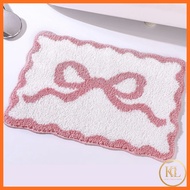 Soft Ribbon Bath Mat Plush Floor Rug Pink