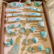 Green River Mountain Song Jin Pressed Placket Antique Style Hairpin Outer World Earrings Shangjiu Ka