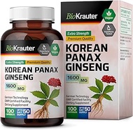 Korean Red Ginseng - Organic Panax Root Extract, Natural Herbal Supplement - May Help Support Energy, Brain &amp; Immune System Function, Stress Relief - 1300mg Per Serving, 100 Capsules