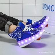 XONGT Double-wheeled Heelys rechargeable LED shoes adult roller shoes Parent-child roller skates adu