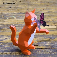 【PPXD】3D Cat Papercraft Art Origami DIY Gift Handmade 3D Paper Model DIY Handmade Paper Geometric Or