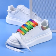 Suitable for mcqueen Shoelace Rope mcqueen Gradient Color White Shoes All-Match Widened Flat Shoelac
