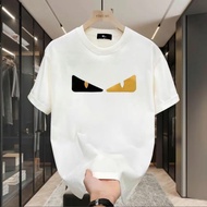 Handsome heavyweight short-sleeved T-shirt Funny big eyes Loose cotton T-shirt formen and women with