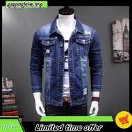 Ready Stock jaket jeans lelaki denim coat Denim jacket mens slim vintage stretch jeans suit trendy brand spring autumn m