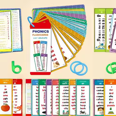 Phonics and English Vocabulary Flashcards - Montessori Teaching Aid with 60 Word List Sheets
