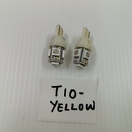 (2PCS T10-YELLOW) (DC12V) (YELLOW COLOUR) T10 W5W 158 5LED CAR & MOTORCYCLE LIGHT LED BULB