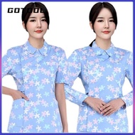 【GOTOOL】Scrub suit baju medical Broken flower nurse uniform split short sleeve confinement nursing work clothes long women's dental oral beauty dress