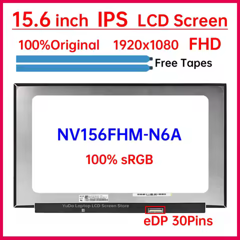 15.6" Laptop LCD Screen NV156FHM N6A NV156FHM-N6A Display Matrix Panel Replacement 1920x1080 IPS 100