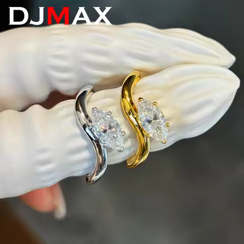 DJMAX 1ct Marquise Luxury Moissanite Rings For Women Premium 925 Sterling Silver Jewelry Women's Moi