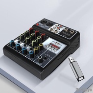 [Diskkyu] Audio Mixer Support Bluetooth 5.0 USB Portable 4 Channel 48V Power DJ Mixer for Computer