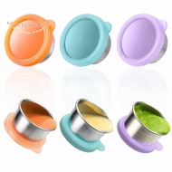 3Pcs 50Ml Salad Dressing Container to Go, Stainless Steel Condiment Containers Cups with Silicone Li