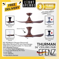 [Wifi] EFENZ Limited Edition DC Ceiling Fan Thurman 343 With 22W Dimmable Samsung LED + Remote Control 3 Blade 34"