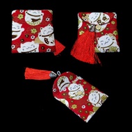 Handmade Lucky Fortune Cat Ang Bao Pouch S Invites 🈵️ Wealth Prosperity Luck - CNY Red Packet Charm Traditional Blessing