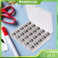 Plastic 25 Empty Metal Bobbins Spool w/ 25 Grid Storage Case Box for Sewing Machine