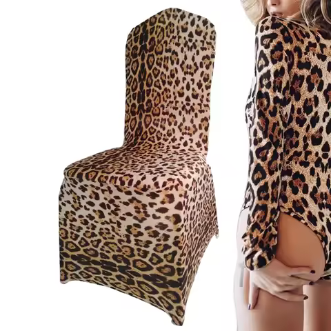 jiaorui 1pc Leopard Print Stretch Party Chair Cover for Model Fashion Shows Slipcover