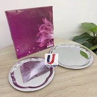 2pcs La Piana Chrome Plated Round Tray Set / Gift Set / Hadiah Perkhawinan / Jamuan Kenduri / Dulang
