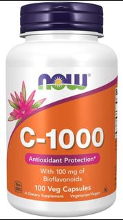 NOW Foods - C-1000 高含量維他命C素食膠囊 1000毫克 100粒 增強抵抗力 新舊包裝隨機發貨 平行進口 (效期:08/2027*)