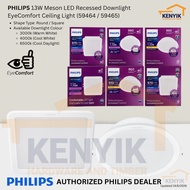 PHILIPS 13W Meson LED Recessed Downlight Round / Square, EyeComfort Ceiling Light (59464 / 59465)