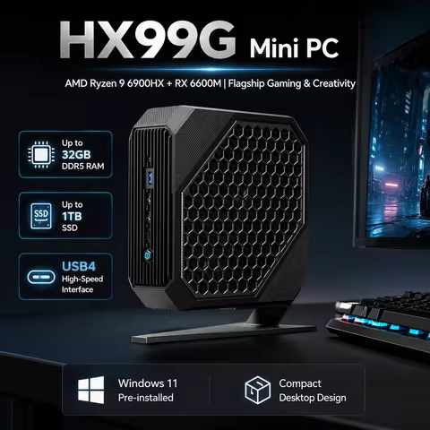 2025 New Oushedi HX99G Mini PC AMD Ryzen 9 6900HX Radeon RX 6600M USB4 Gaming Desktop Computer Windo