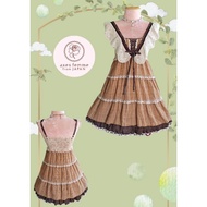Axes Femme Long Dress New The Brown Color With Lace Sleeves Is Very Cute. Skirt With Ruffles With Li