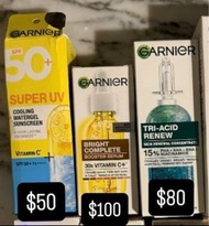 Garnier sunscreen, vitamin C booster serum, tri-acid review concentrate 美白精華 保濕精華 防曬