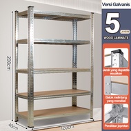 Rak besi siku 5 susun Rak susun besi serbaguna Rak besi siku 5 susun boltless Rak serbaguna Rak besi
