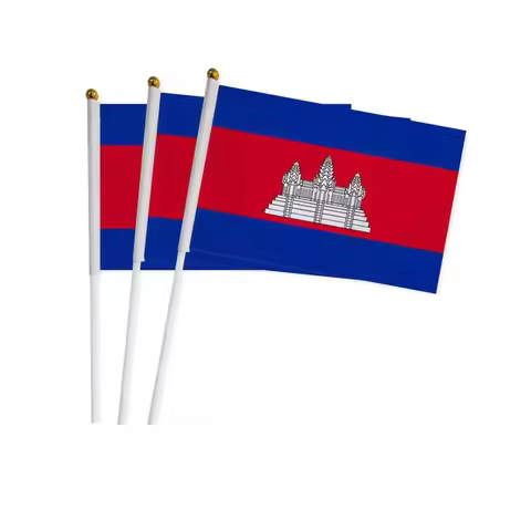 Cambodia Hand Flag 14*21cm Cambodian National Flag Hand Held Waving Small Flag Indoor Outdoor Home D