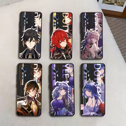 Anime Genshin Impact Case for Xiaomi Mi 14T 9 13T 10T 11 Lite 5G NE 15T 15 11T Pro TPU Black Mobile 