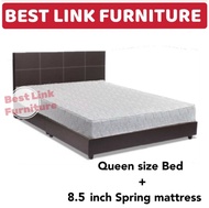 BEST LINK FURNITURE Queen Size Bedframe + 8.5 Inch Spring Mattress