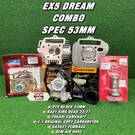COMBO EX5 DREAM 53MM FULL SPEC BLOCK 53MM HEAD EX5 DREAM 23 27 CARBURETOR WAVE 125 CAMSHAFT VALVE SP