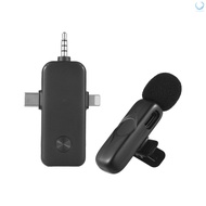 Ecswsg)Wireless Lavalier Microphone System One Microphone Noise Reduction Built-in DSP Chip 2.4GHz Wireless Transmission Professional Collar Clip Microphone for Phones Computers So