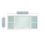 หน้าต่างบานเลื่อน อะลูมิเนียม S-F-S มุ้ง SANKYOALUMI J-TRUST VENTILATION 240X110 ซม. สีขาว