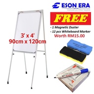 Magnetic Whiteboard Stand Adjustable Economy Flip Chart 3'x4' 90cm x 120cm with Roller